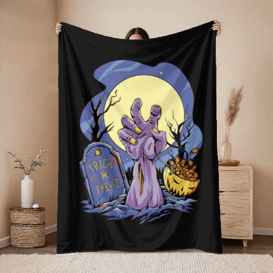 Halloween Zombie Candy Trick Or Treat Throw Blankets