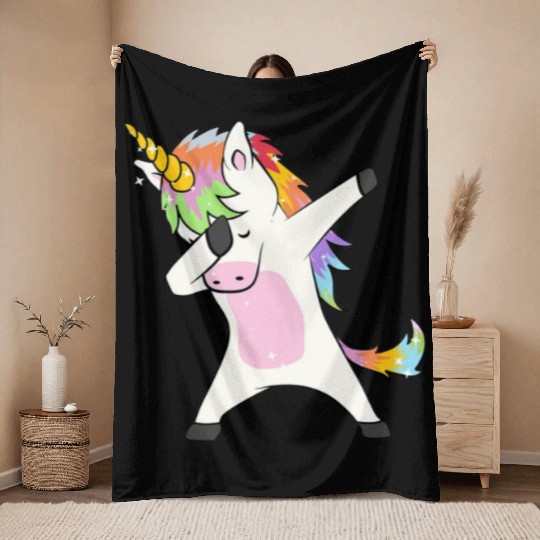 Cute dabbing unicorn dab dance girls boys children Throw Blankets