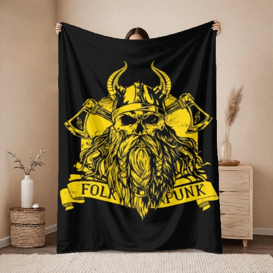 Viking Folk Punk Throw Blankets