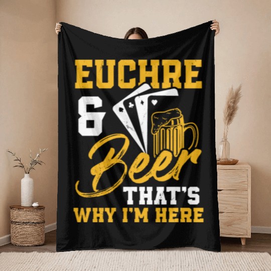 Euchre And Beer Card Game Player Poker Euchre Throw Blankets