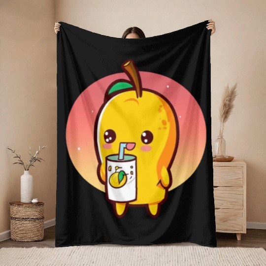Refreshing mango enjoying mango juice Throw Blankets
