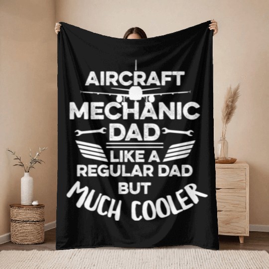Mechanic Design For Your Aviation Tech Dad Throw Blankets