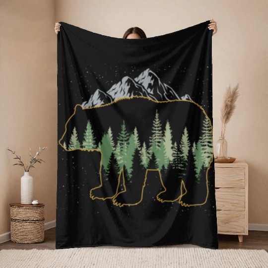 Grizzly Mountain Wildlife Bear Throw Blankets