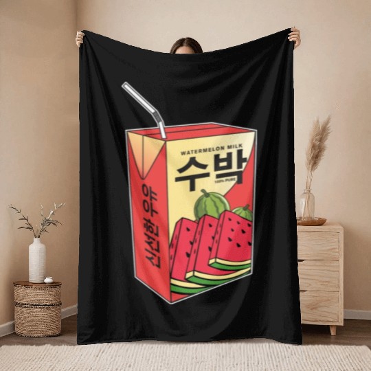 K Pop Watermelon Drink Korea Kpop Korean Drink Throw Blankets