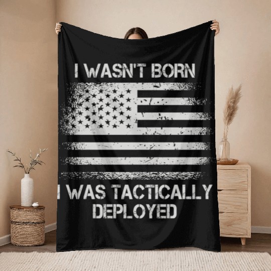 Patriotic Army Veteran Us Soldier Saying Throw Blankets