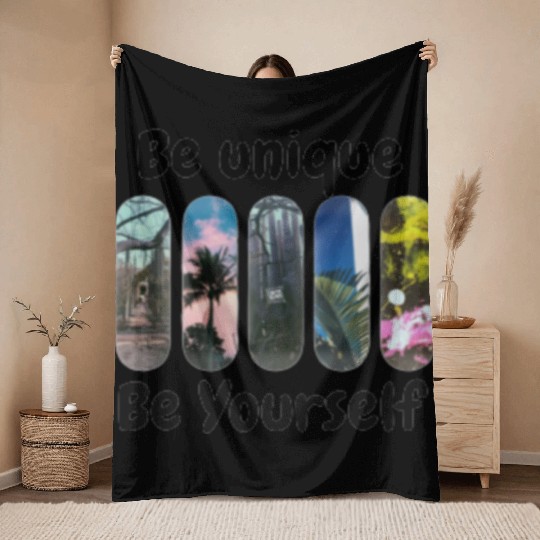 Ski Panels with Be Unique Be Yourself Motivation Throw Blankets