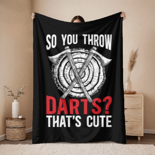 Axe Throwing So You Throw Darts Bullseye Chopping Throw Blankets