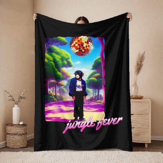 Jungle Fever Chimpanzee Disco Anime 90's Throw Blankets