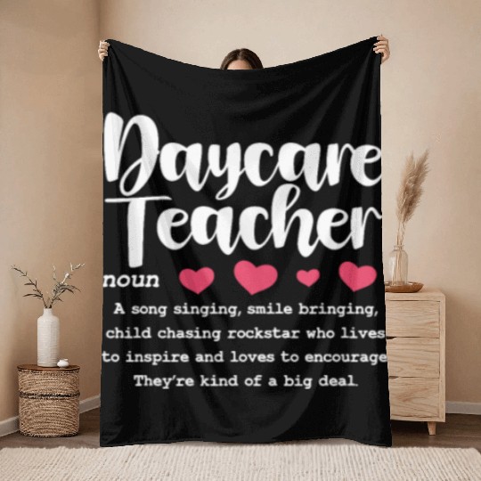 Daycare Teacher Definition Throw Blankets