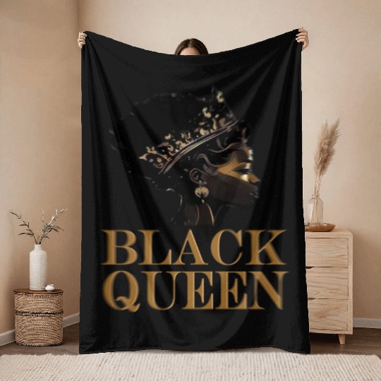 Womens Black Queen Throw Blankets