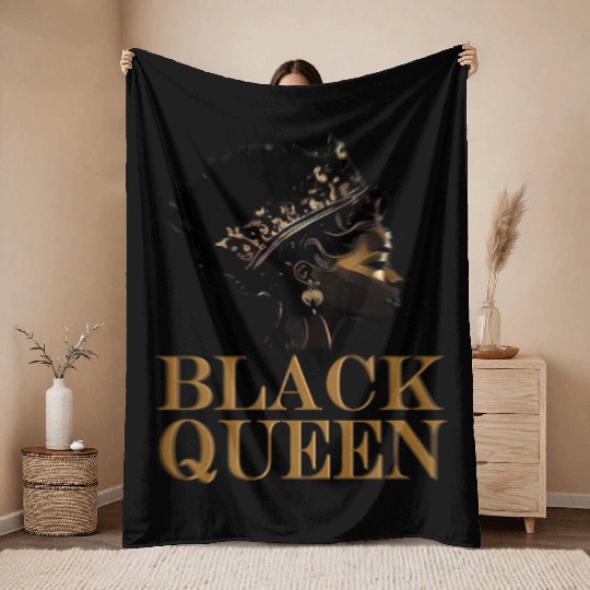 Womens Black Queen Throw Blankets