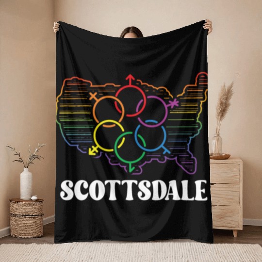 Scottsdale Pride Month Pride Flag LGBT Community L Throw Blankets