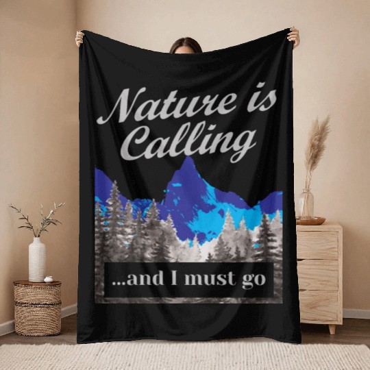 Hiking Nature is Calling Hike Vintage Throw Blankets
