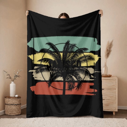 Jalisco Mexico Palm Tree Retro Artistic Throw Blankets