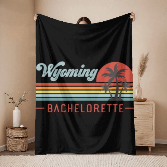 Wyoming Bachelorette, Palm Trees & Vintage Sunset Throw Blankets