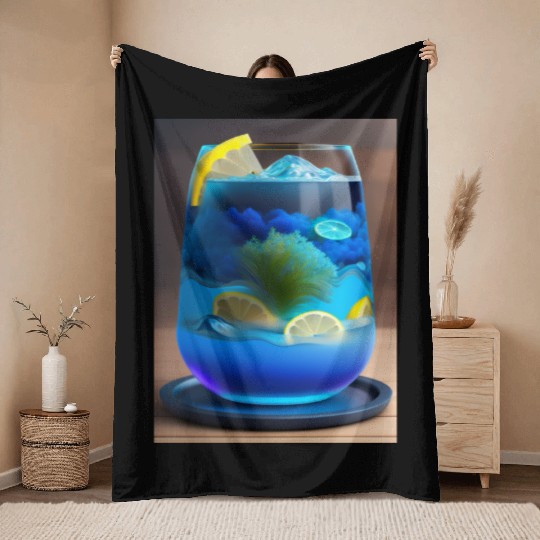 Electric Blue Lemonade Throw Blankets