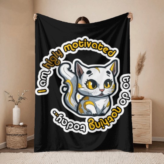 higly motivated golden cat - 5000 - DIGITAL Throw Blankets