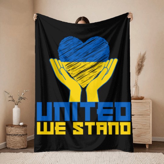 United we stand! US Solidarity for Ukraine Throw Blankets