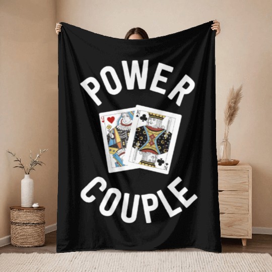 Gifts For Card Players Women Power Couple King Throw Blankets