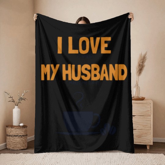 I love my Husband Coffee Queen Latte Art Barista Throw Blankets