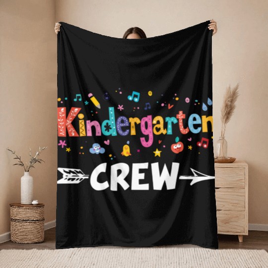 Kindergarten Crew Teacher Team Kinder squad Throw Blankets