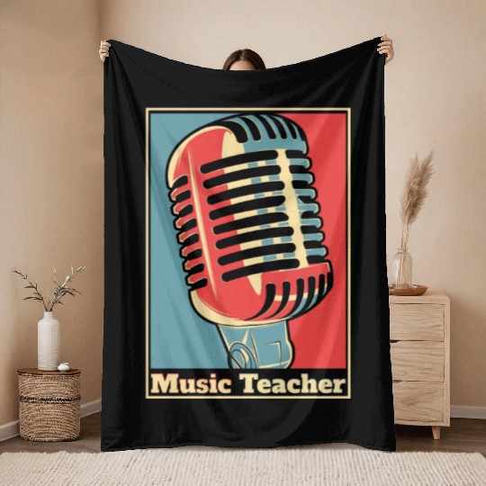 Music Teacher Poster Throw Blankets