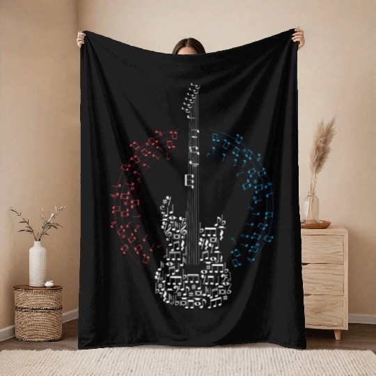 Guitar Sheet Music Love Throw Blankets