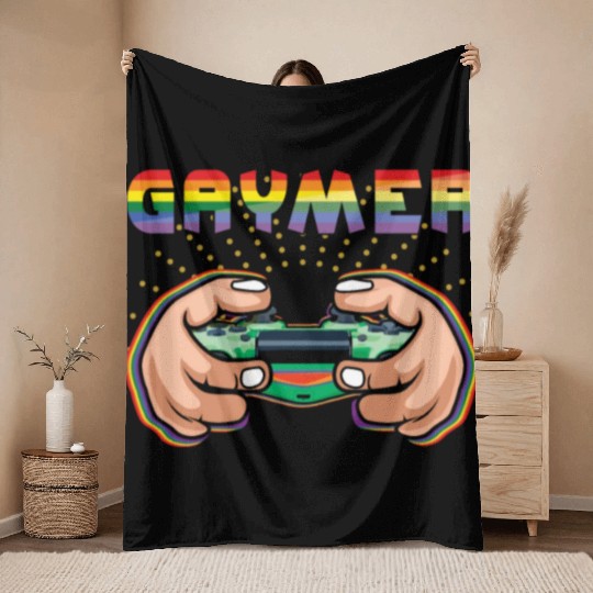 Gamer LGBTQ Rainbow LGBT Pride Month Throw Blankets