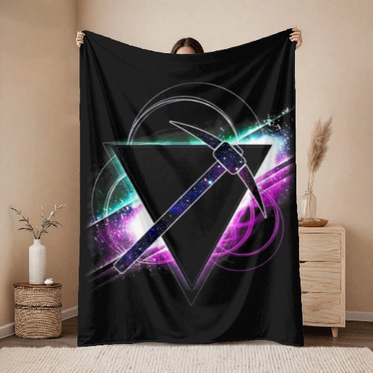 Aesthetic Galaxy Pick Axe Miner Throw Blankets