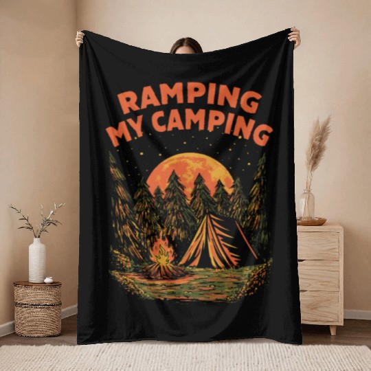 Ramping My Camping Hiking Wildlife Hiker Outdoor C Throw Blankets