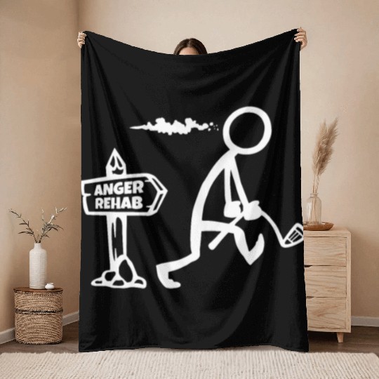 Funny Golf Apparel, Angry Golfer Walks By Anger Re Throw Blankets