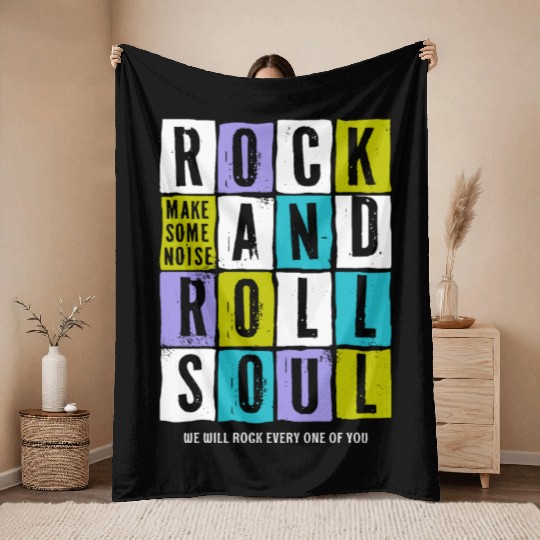 guitar player rock roll Throw Blankets