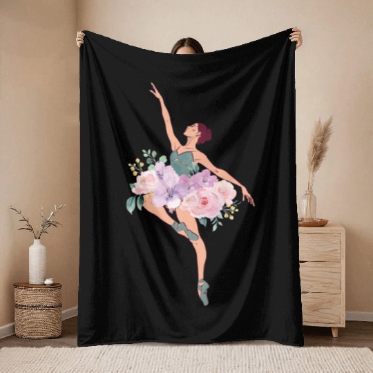 Ballet Dancer Dance Girl Ballerina Throw Blankets