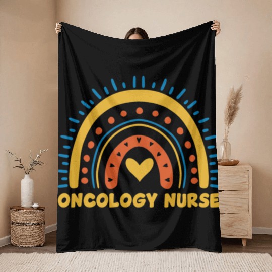 Great Oncology Nurse Rainbow RN Nurses Team Throw Blankets
