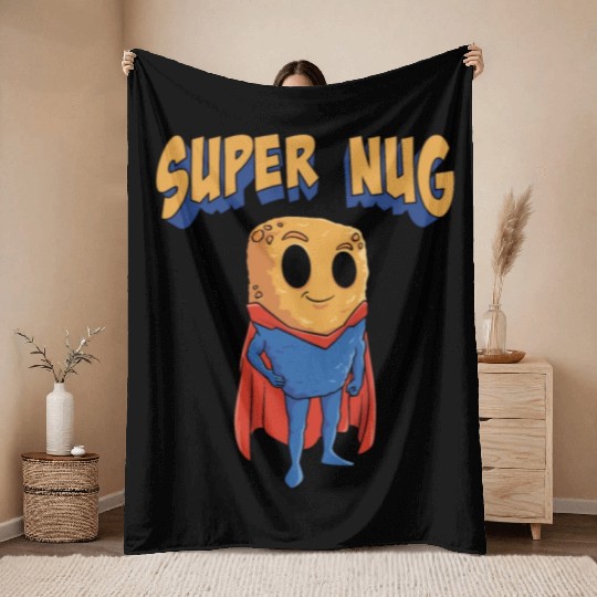Super Nug Chicken Nuggets Throw Blankets