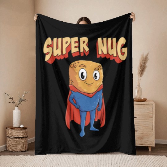 Super Nug Chicken Nuggets Throw Blankets