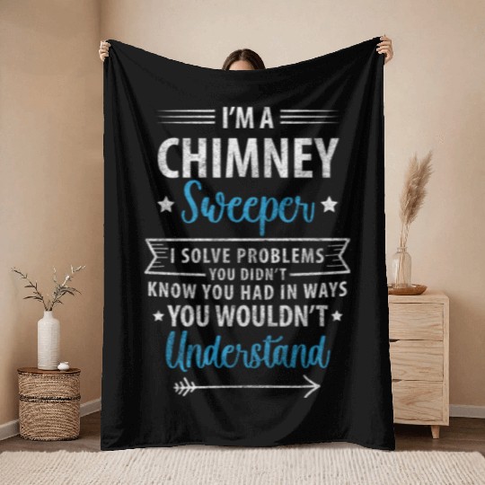 Chimney Sweep House Fireplace Sweep Throw Blankets