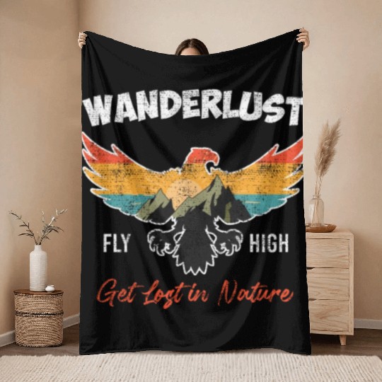 Wanderlust Mountaineer Hiking Mountain love Throw Blankets