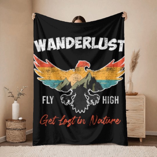 Wanderlust Mountaineer Hiking Mountain love Throw Blankets