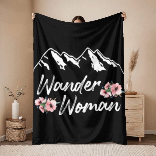 Wanderwoman Wanderlust Hiker Mountaineer Throw Blankets