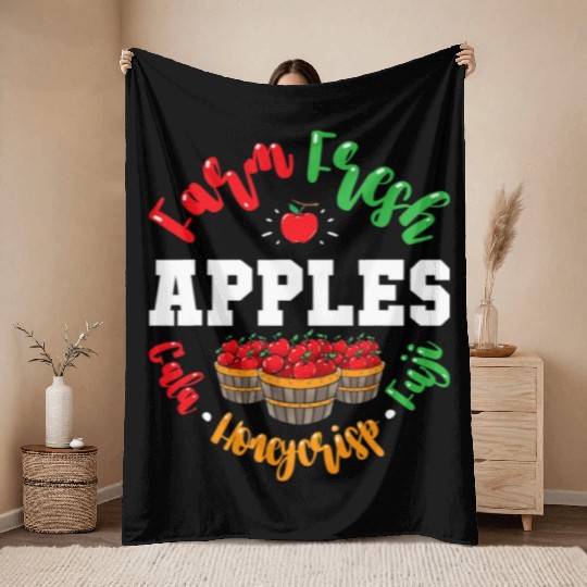 Apple Picking Farmer Fall For Toddlers Kids Women Throw Blankets