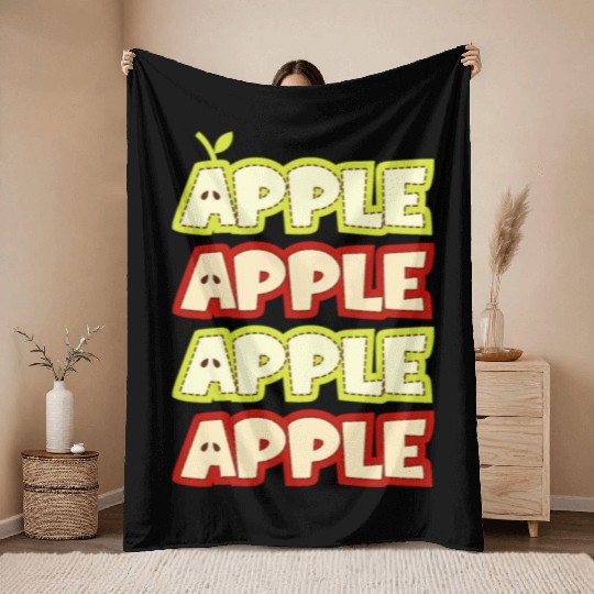 Apple Repeat Apple Picking Farmer Throw Blankets