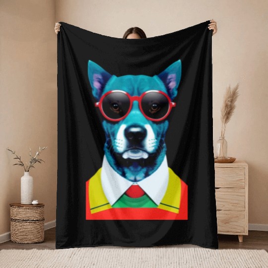 Cool dog Throw Blankets