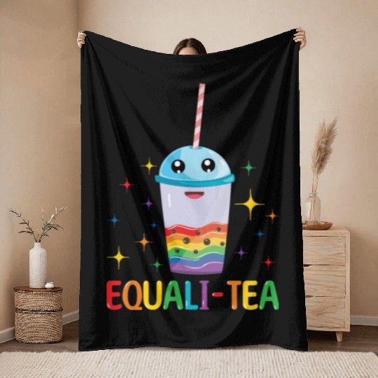 Equality Tea Gay LGBTQ Rainbow LGBT Pride Month Throw Blankets