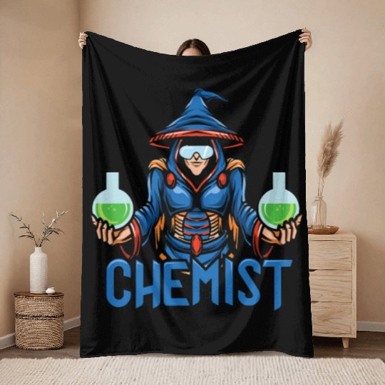 Funny science chemist elements chemists wizard lab Throw Blankets