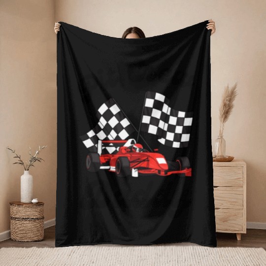 Race Car Matching Family Pit Crew Birthday Party Throw Blankets