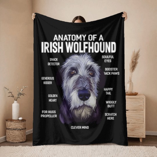 Anatomy of a Irish Wolfhound Dog Funny Gift Throw Blankets