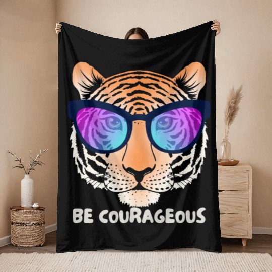 Be Courageous like a Lion Throw Blankets