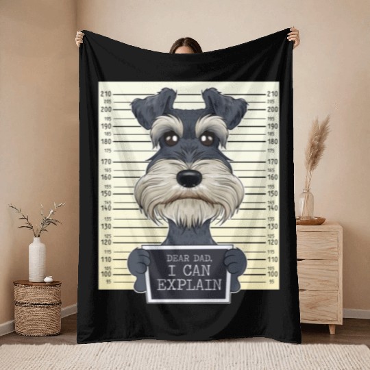 Miniature Schnauzer Dad I Miniature Schnauzer Throw Blankets