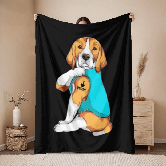 Beagle I Love Mom Apparel Dog Mom Gifts Womens T Throw Blankets